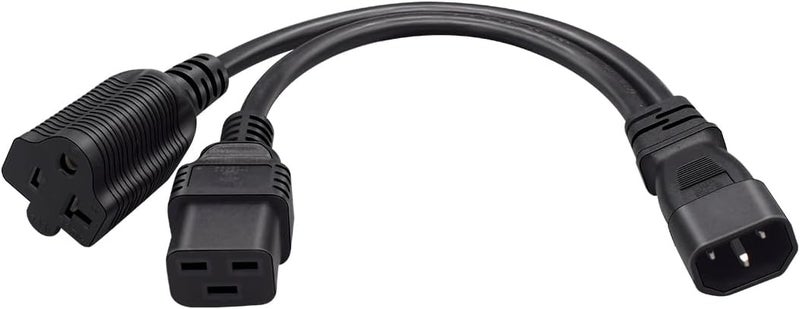 TEWOXIN IEC320 IEC C14 to C19 + NEMA 5-20R Y Splitter Power Cord,for Data Center PDU & High-Power Servers(1FT/0.3M) - Image 2